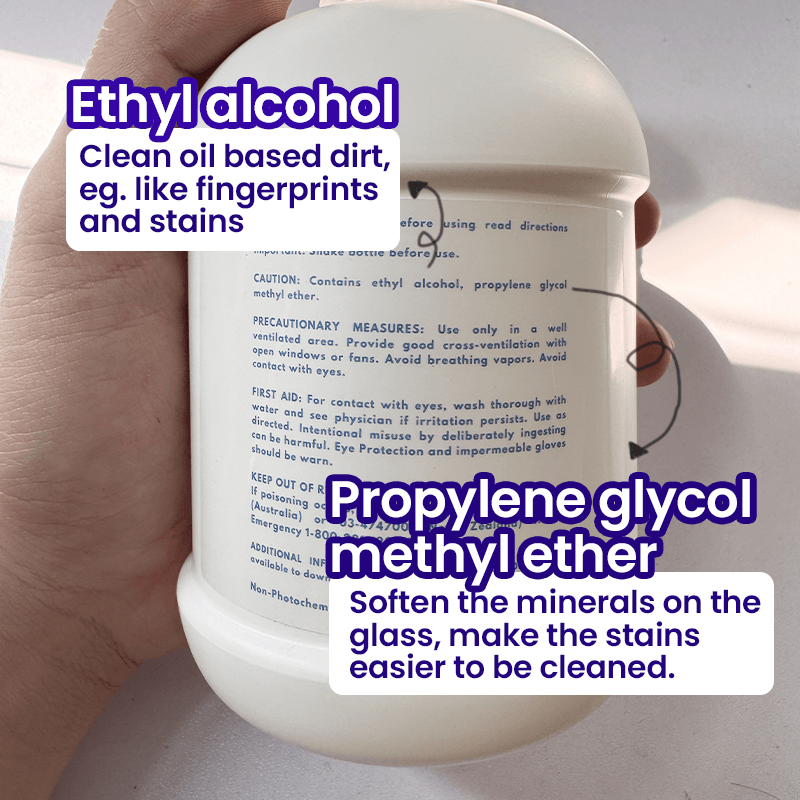 EnduroClean back label showing ethyl alcohol and propylene glycol methyl ether