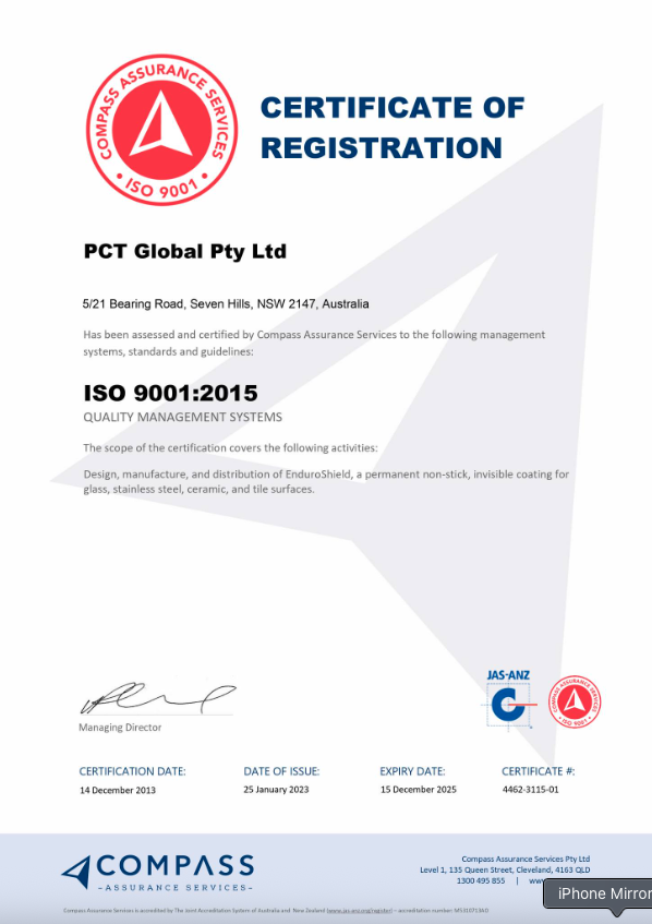 ISO 9001:2015 Certificate of Registration — PCT Global