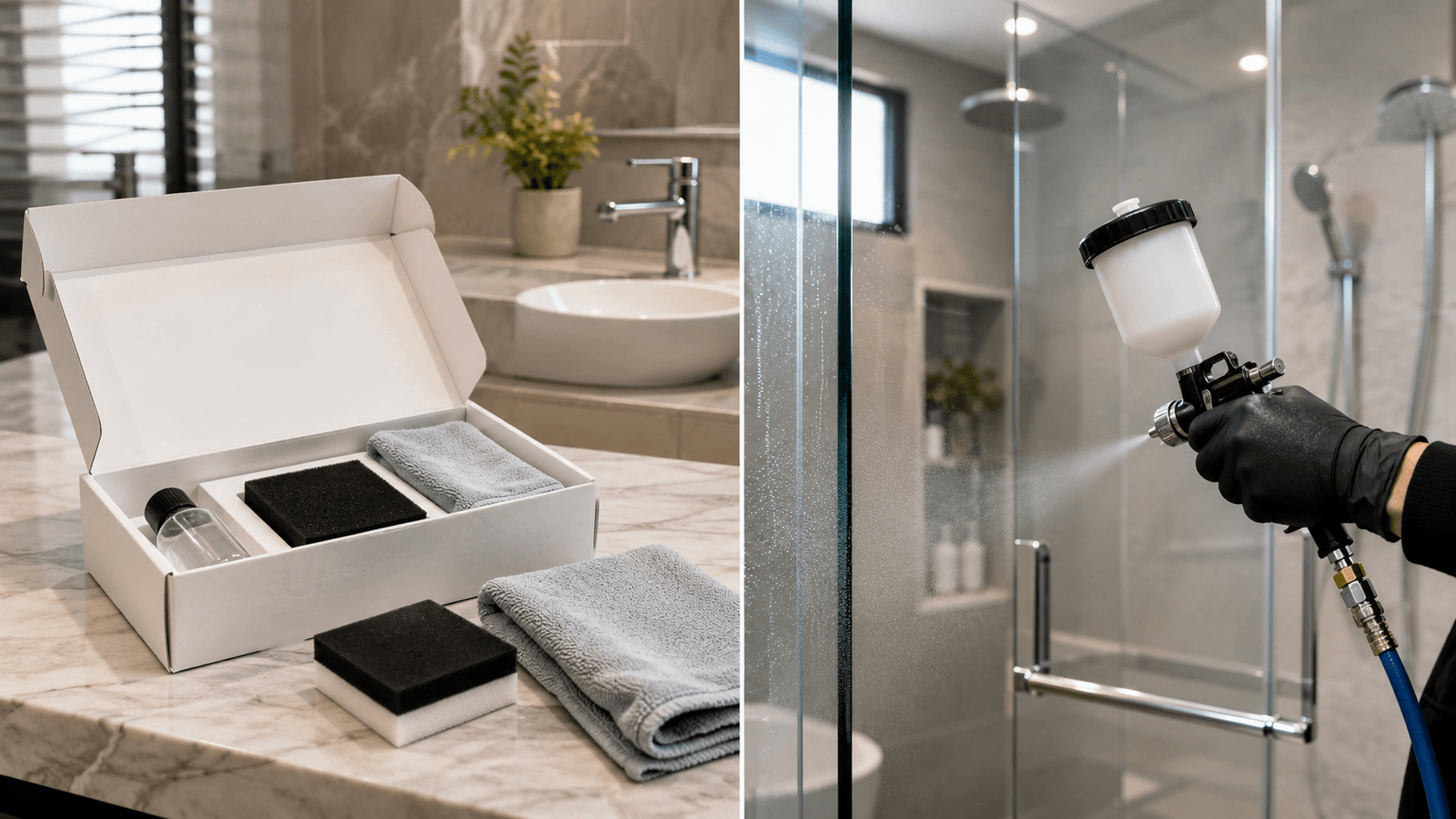 DIY EnduroShield kit application contrasted with professional spray service for Malaysian shower glass
