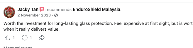 Customer review by Jacky Tan