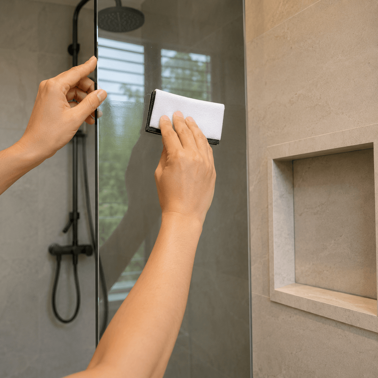 Airbnb-ready Malaysian condo shower with coated glass
