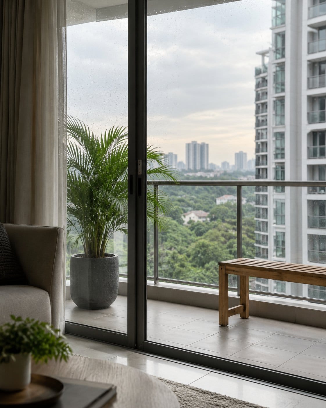 Balcony glass door