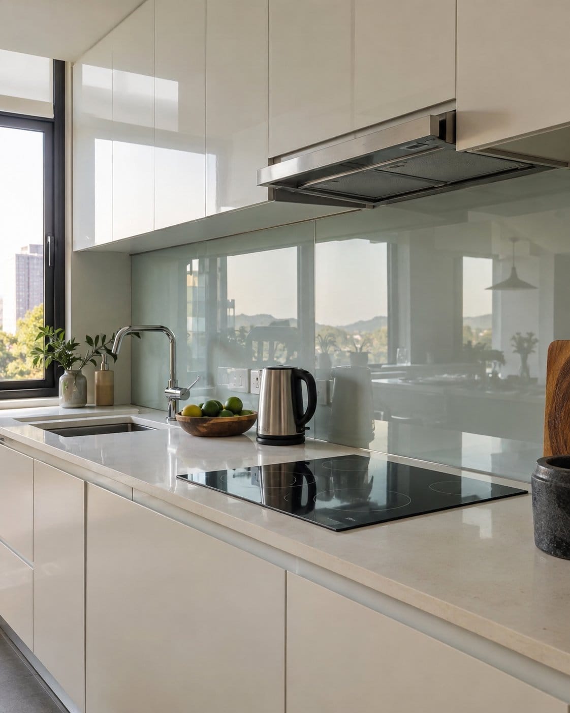 Kitchen glass splashback